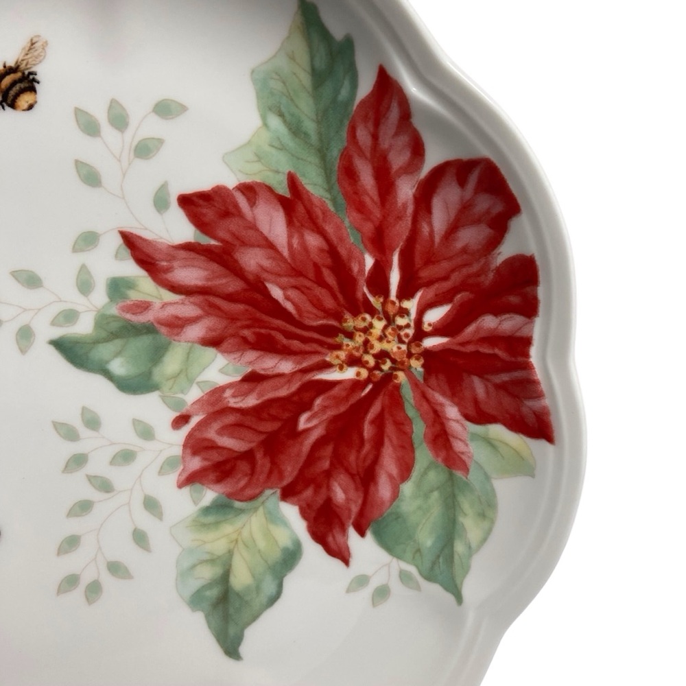 Butterfly Meadow Lenox Poinsettia & Bee Accent Plate - Picture 4 of 9